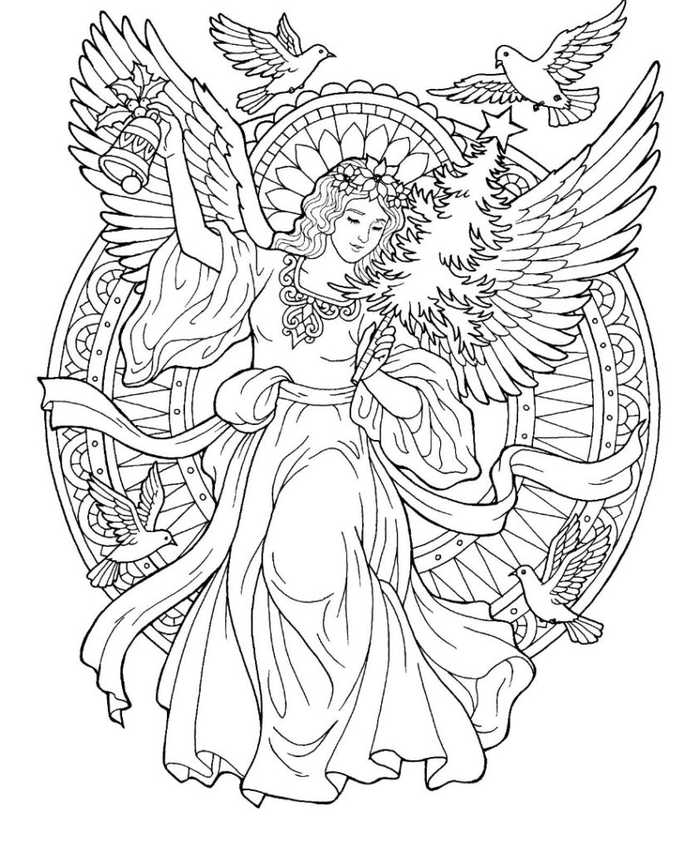 Complex Angel Coloring Page For Adults