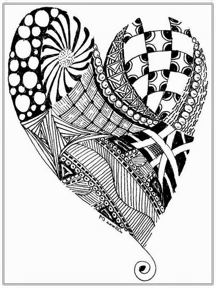 Complex Heart Coloring Page For Adults