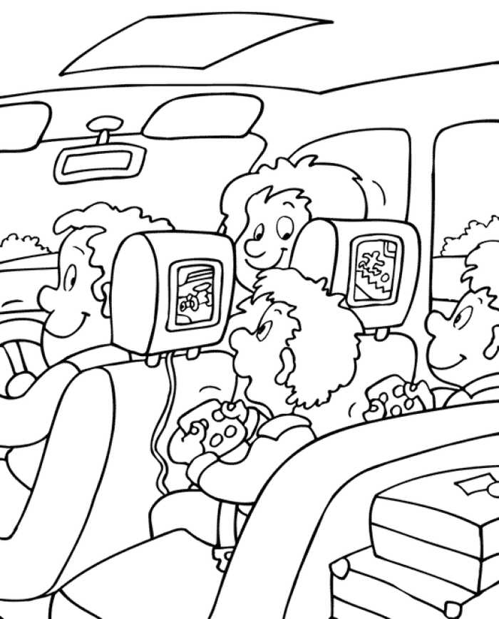 Computer Video Games In The Van Coloring Page