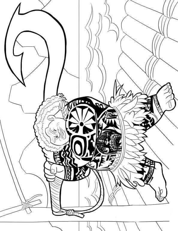 Confident Maui From Moana Coloring Pages
