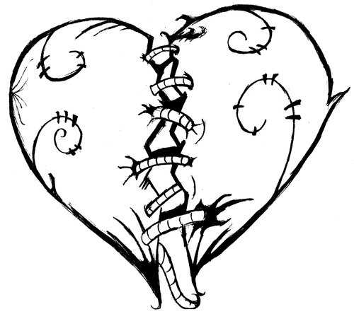 Cool Patched Heart Coloring Page