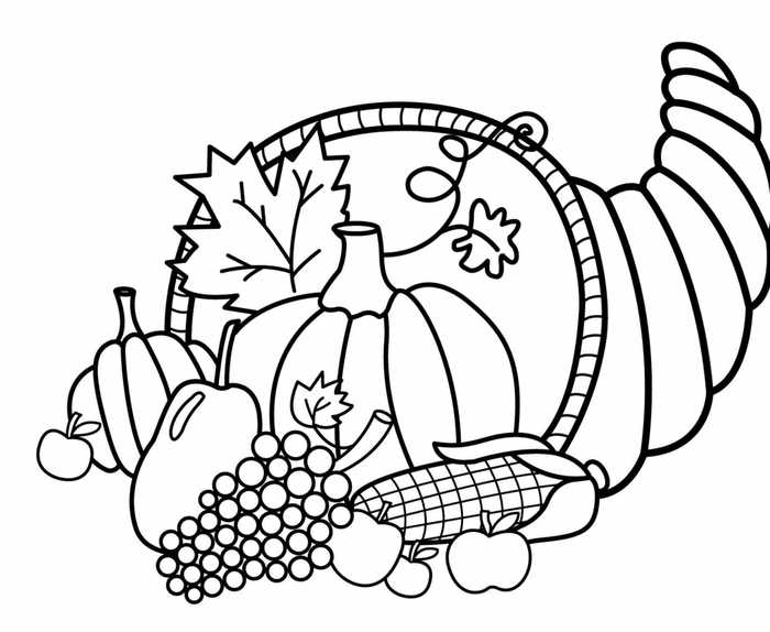 Cornucopia Thanksgiving Coloring Page
