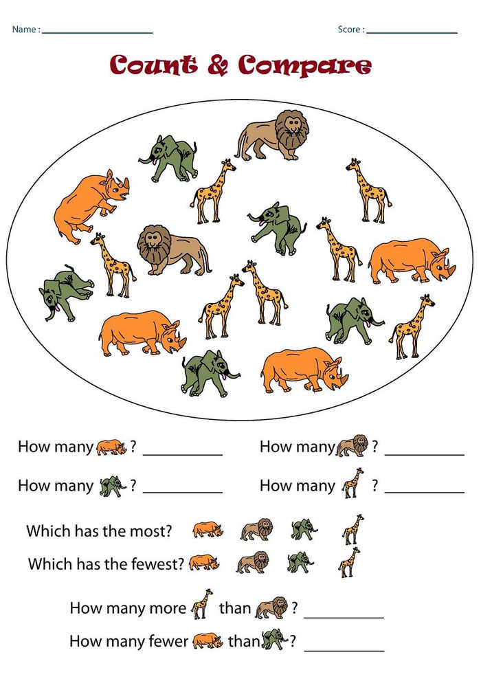 Count And Compare Kindergarten Math Worksheets