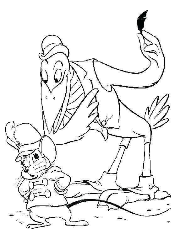 Crow And Timothy The Rat Coloring Page