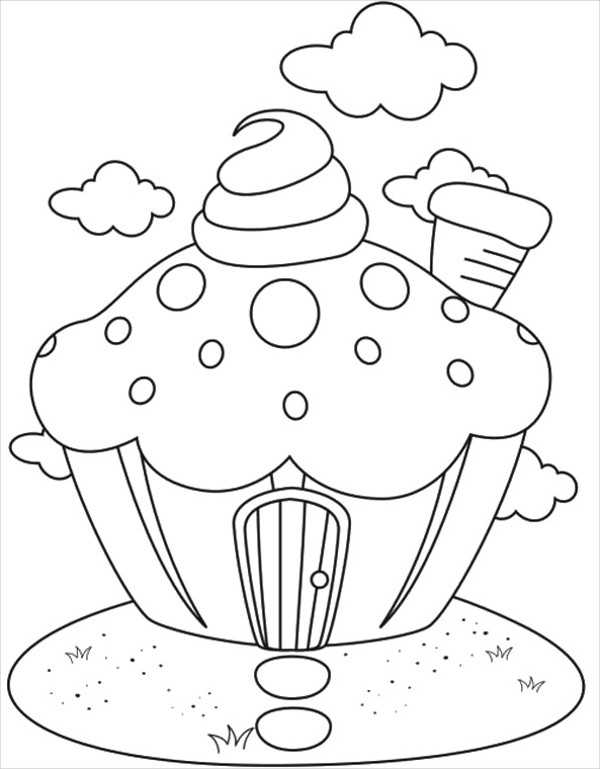 Cupcake House Coloring Page