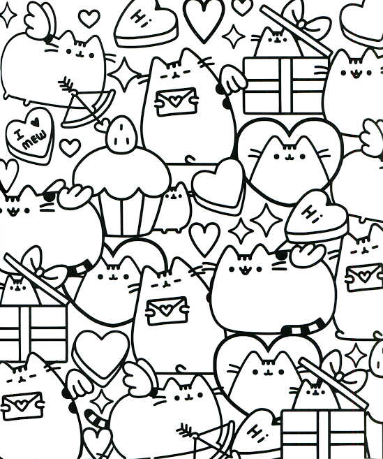 Cupcakes And Kitties Kawaii Coloring Pages