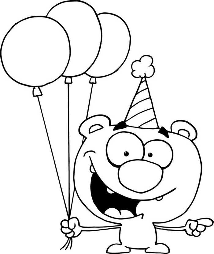 Cute Animal Birthday Coloring Page