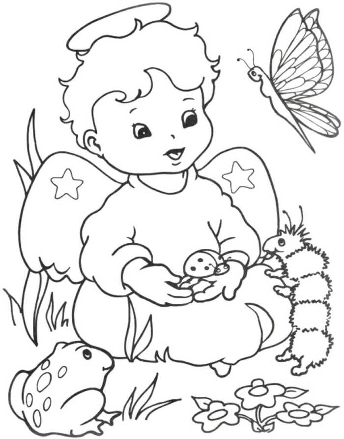 Cute Baby Angel Coloring Page