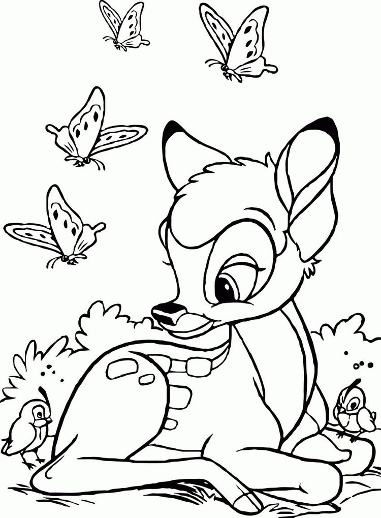 Cute Baby Bambi Coloring Pages Easy
