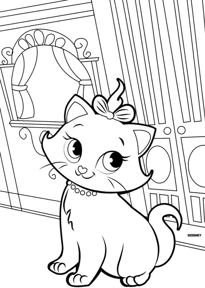 Cute Cat Coloring Page Printable