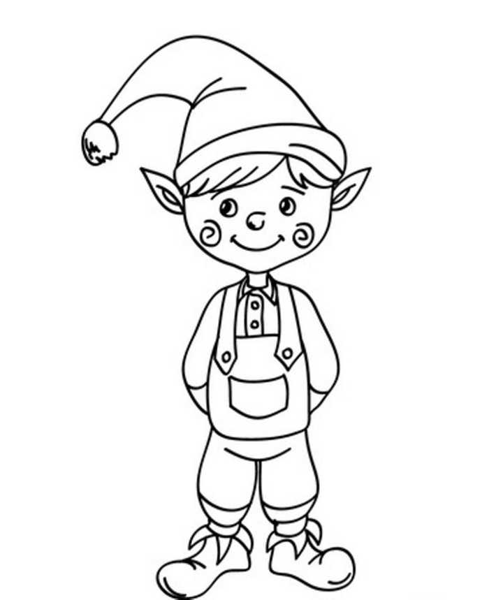 Cute Christmas Elf Coloring Page For Preschoolers 1