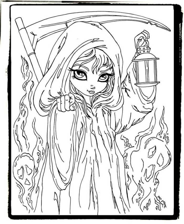 Cute Girl Halloween Coloring Pages