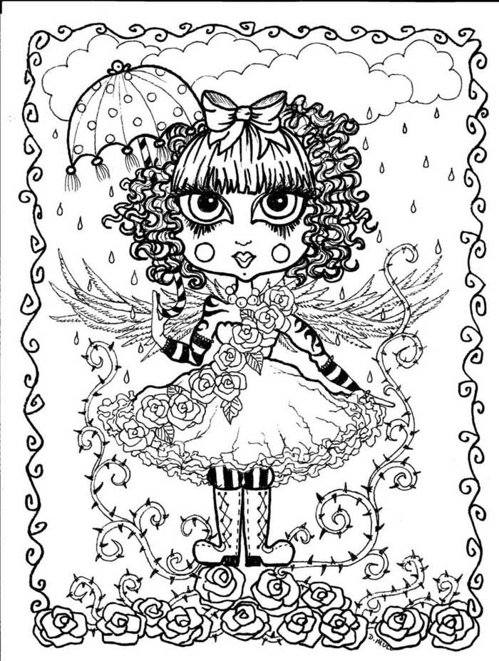 Cute Gothic Angel Coloring Pages