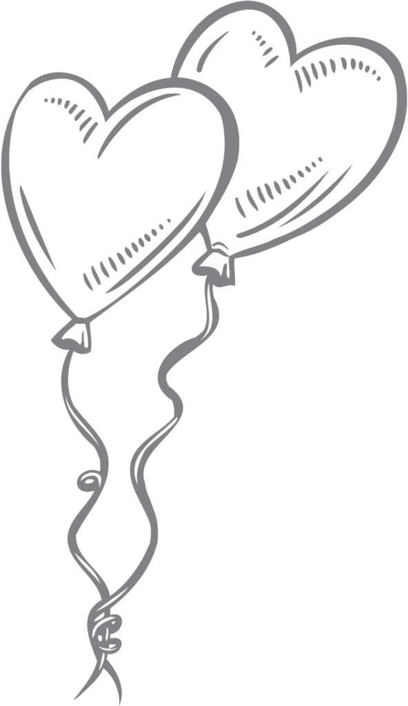 Cute Heart Balloons Coloring Page