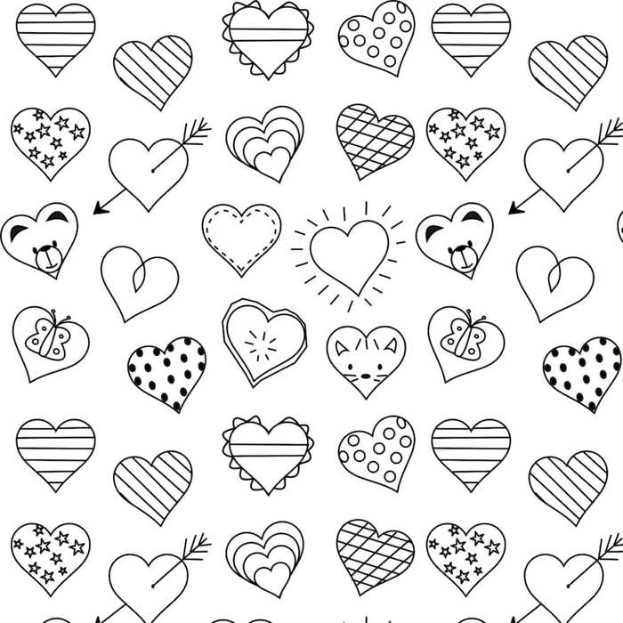 Cute Hearts Coloring Pages