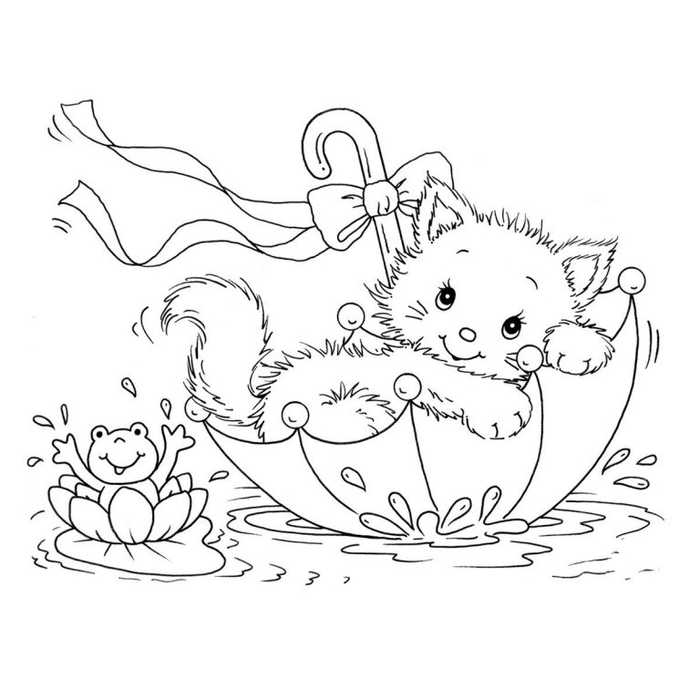 Cute Kitten Animal Coloring Pages
