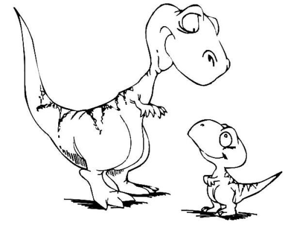 Cute Mother And Son Of Dinosaurus In Dinosaurus Train Coloring Page Coloring Sun