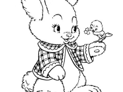 Cute Peter Rabbit And Bird Coloring Pages