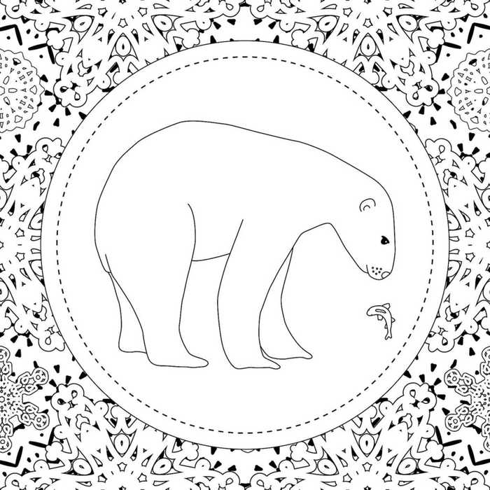 Cute Polar Bear Design Winter Coloring Page