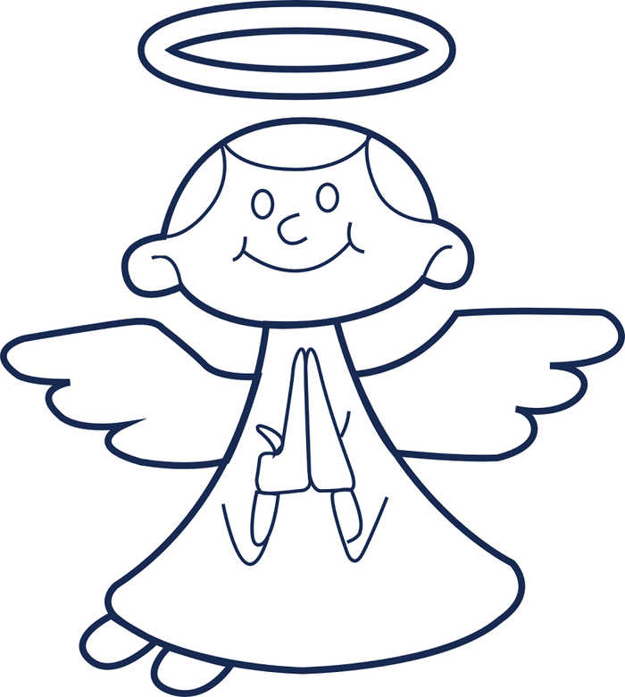 Cute Praying Boy Angel Coloring Page