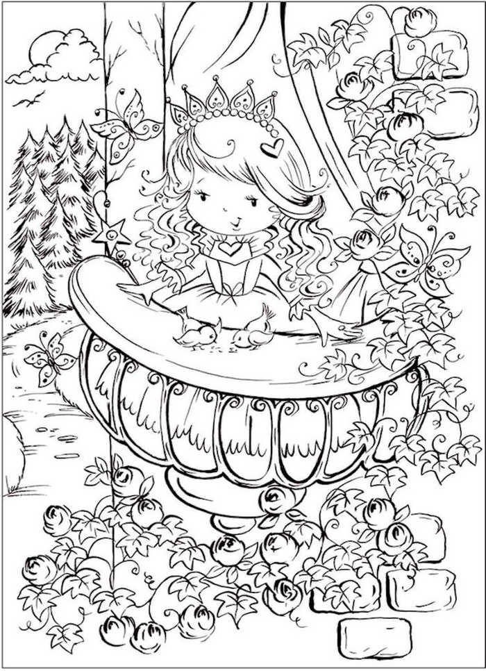 Cute Princess Coloring Page Printable