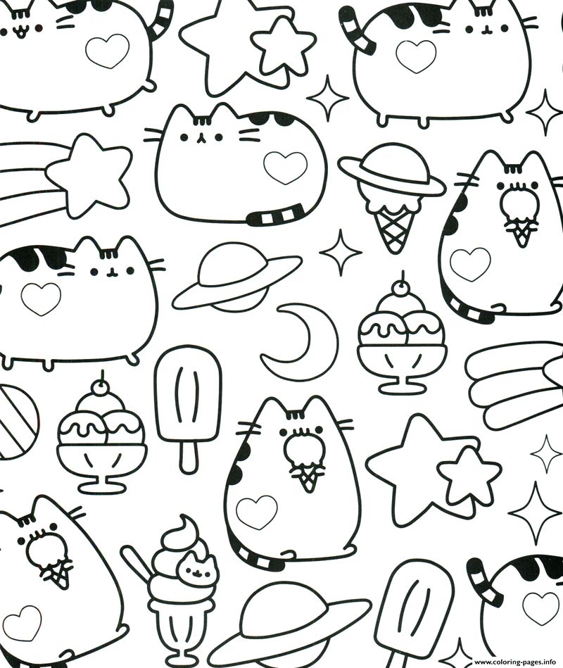 Cute Pusheen Coloring Pages image kids