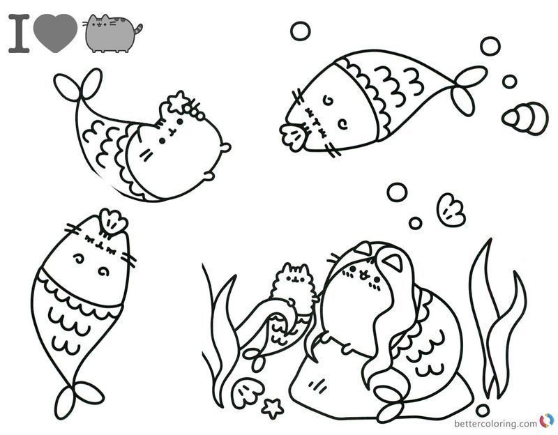 Cute Pusheen Coloring Pages image of kids