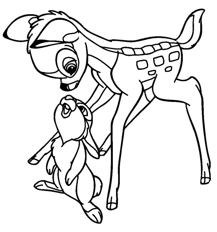 Cute Thumper And Bambi Coloring Sheets