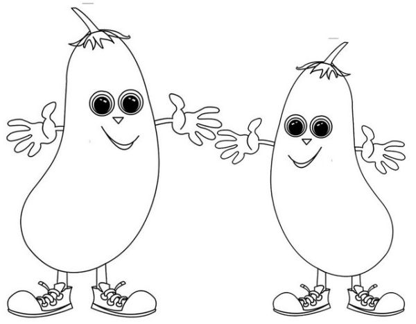 Cute Welcome Eggplant Coloring Page