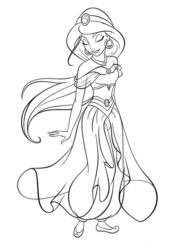 Cute princess jasmine coloring pages