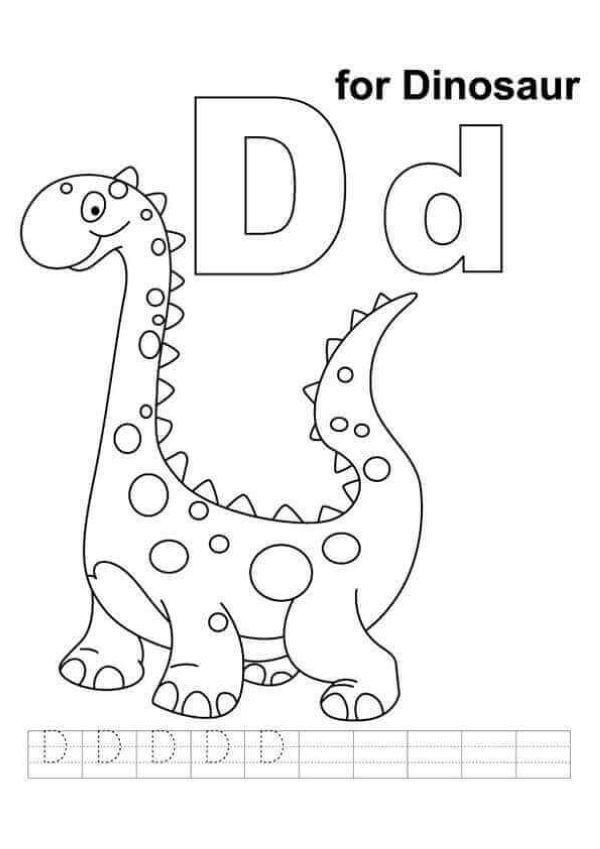 D For Dinosaur Coloring Page