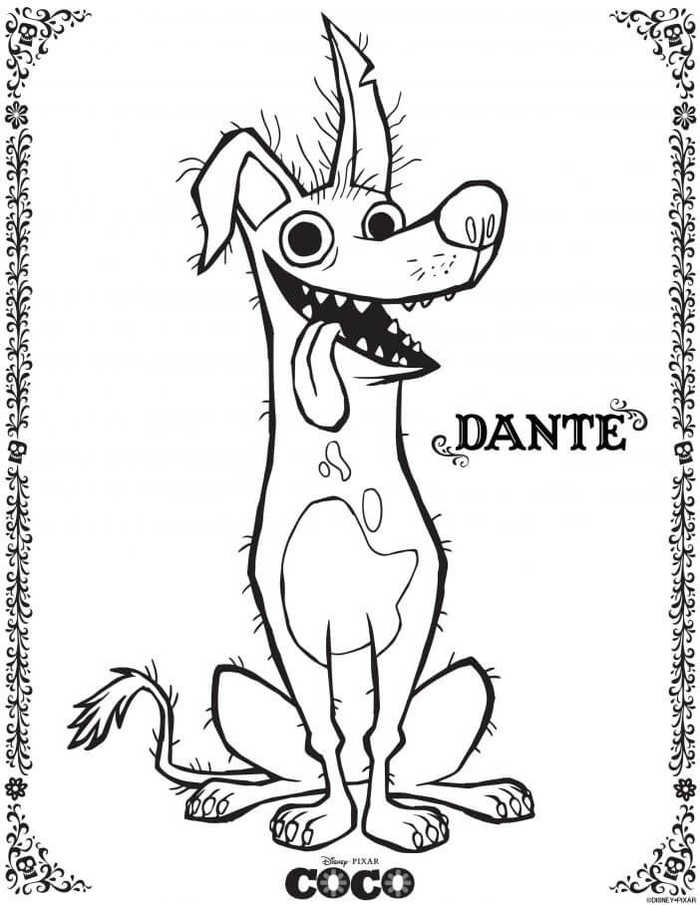 Dante Having Fun Coco Coloring Page