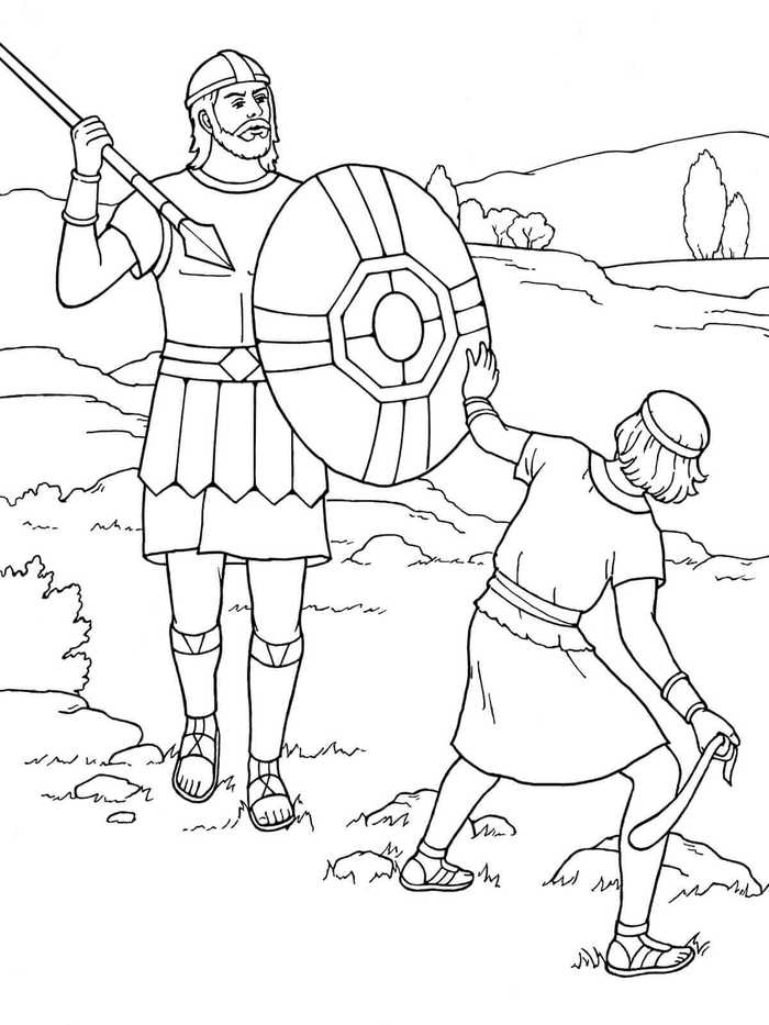 David And Goliath Sunday School Coloring Page
