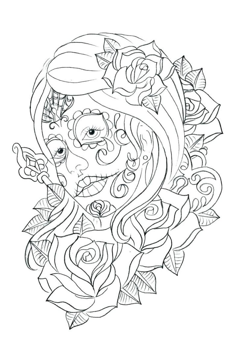 Day Of The Dead Coloring Pages Easy
