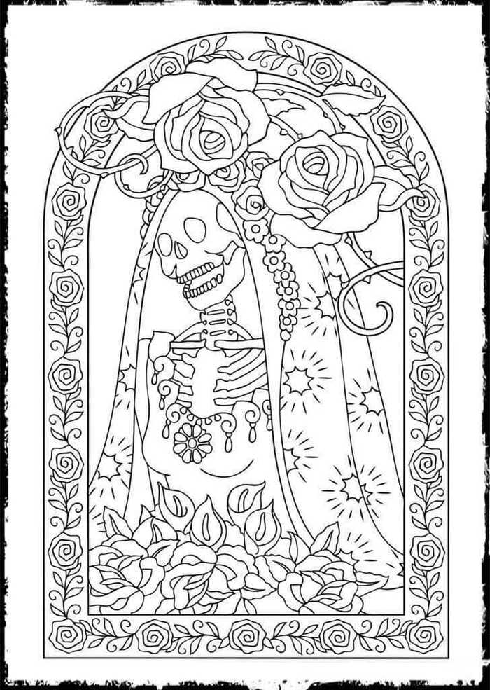 Day Of The Dead Coloring Pages For Adults