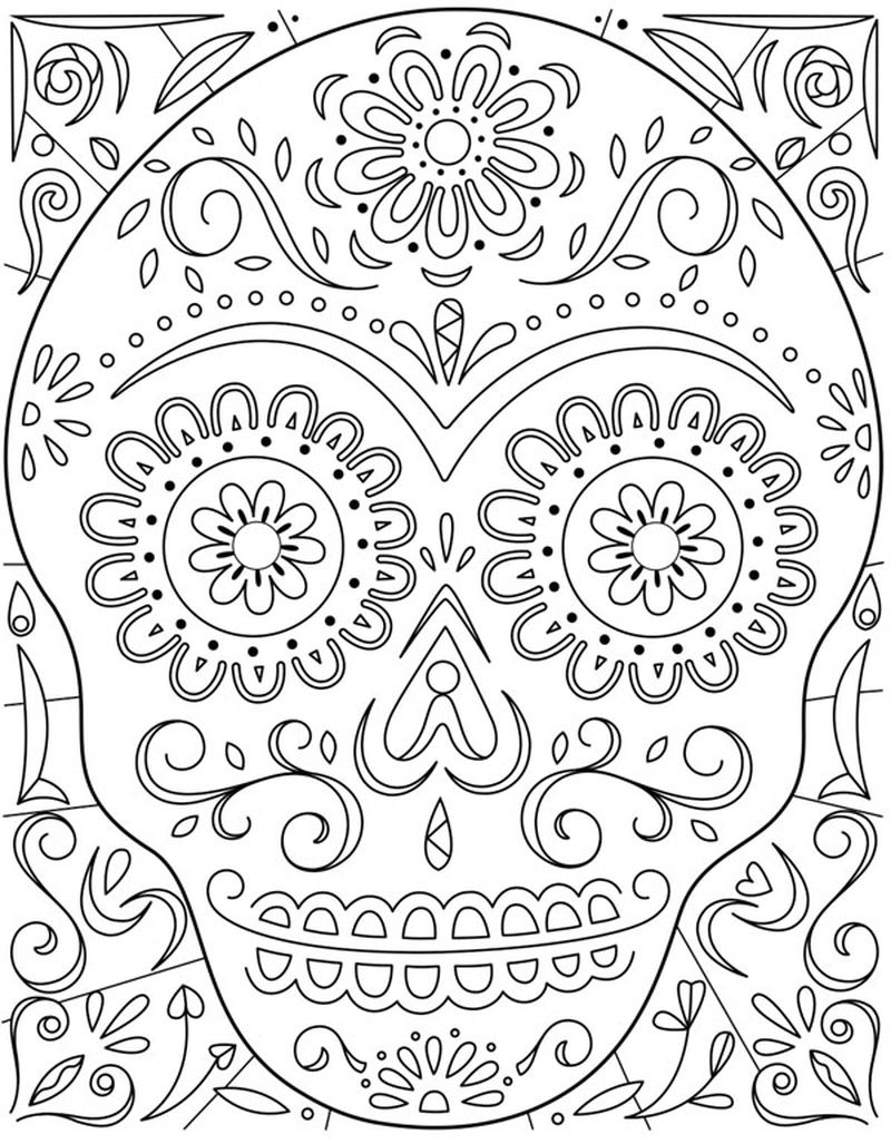 Day Of The Dead Coloring Pages For Kids
