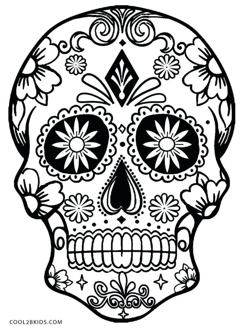 Day Of The Dead Coloring Pages Printable Free