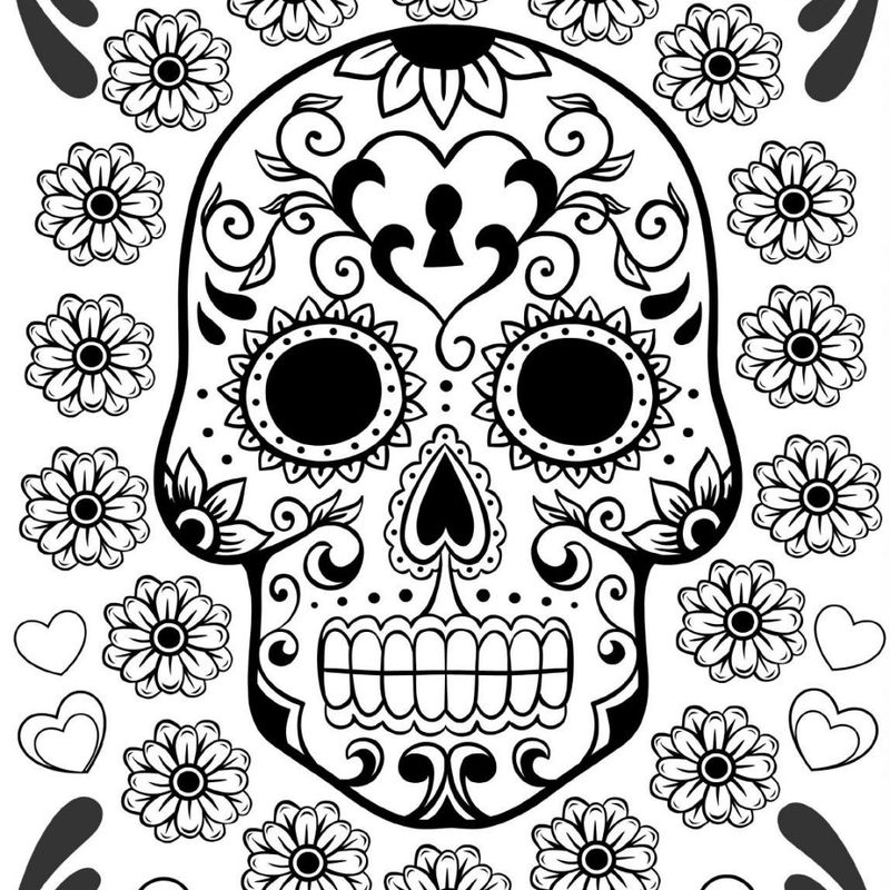 Day Of The Dead Masks Coloring Pages