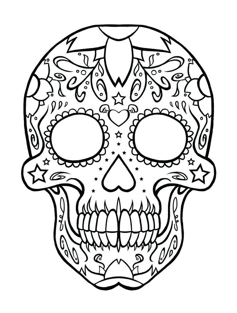 Day Of The Dead Skull Coloring Pages Printable