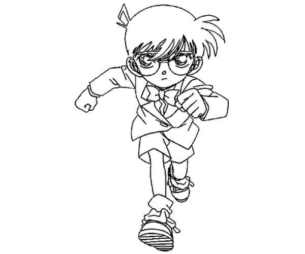 Detective Conan Run Chasing Criminal Coloring Page Coloring Sun