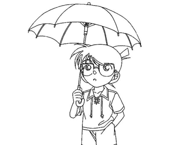 Detective Conan Use An Umbrella Coloring Page Coloring Sun