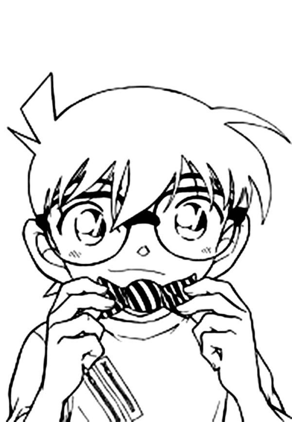 Detective Conan Using Voice Changer Bowtie From Professor Agasa Coloring Page Coloring Sun