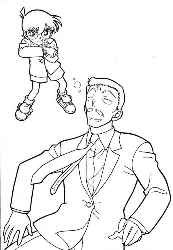 Detective Mori Is Unconscious After Shoot By Detective Conan Coloring Page Coloring Sun