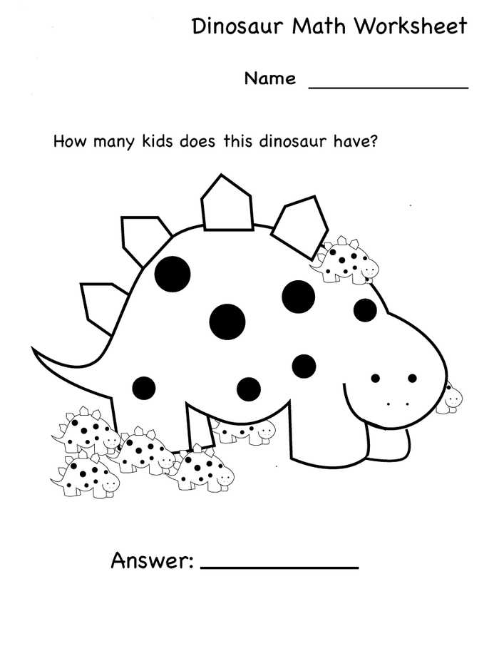 Dinosaur Kindergarten Math Worksheet