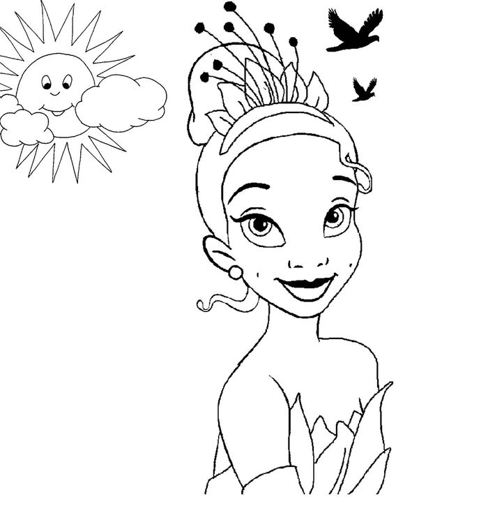 Disney Coloring Pages Tiana Ball Dress