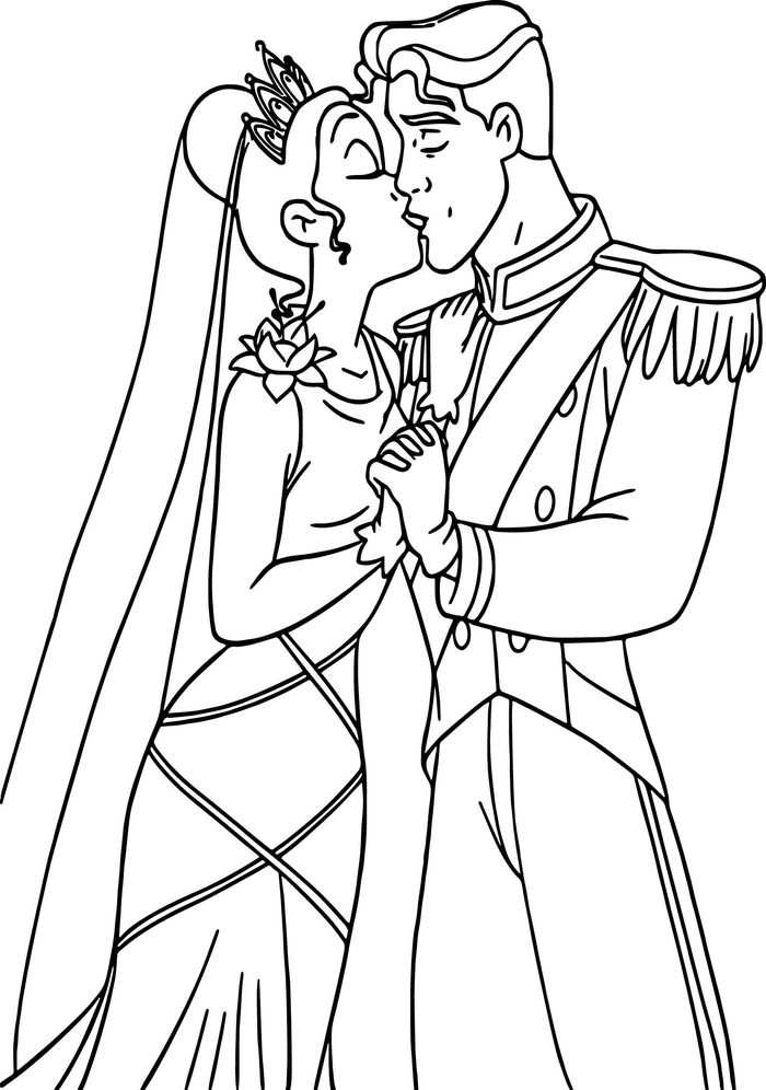 Disney Coloring Pages Tiana Wedding Dress Church