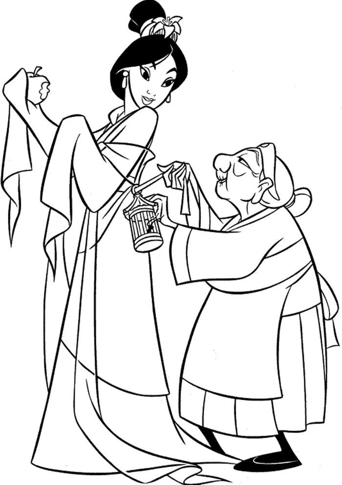 Disney Princess Coloring Pages Mulan Printable Whtie Background