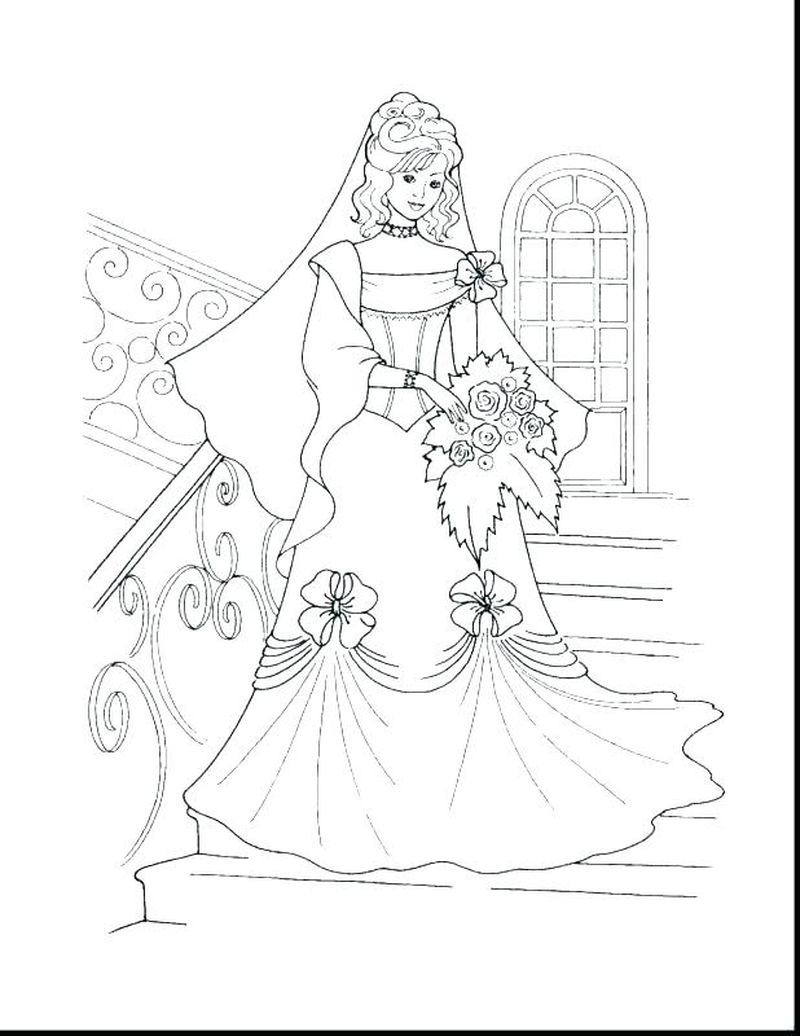 Disney Princess Wedding Dresses Coloring Pages