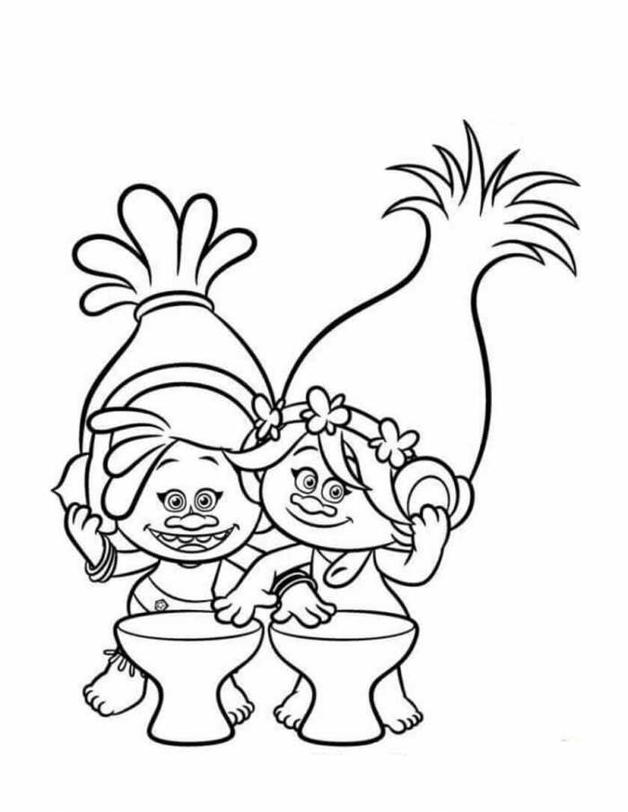 Dj Suki And Poppy Trolls Coloring Page