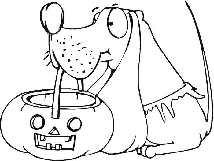 Dog And Jack O Lantern Coloring Page